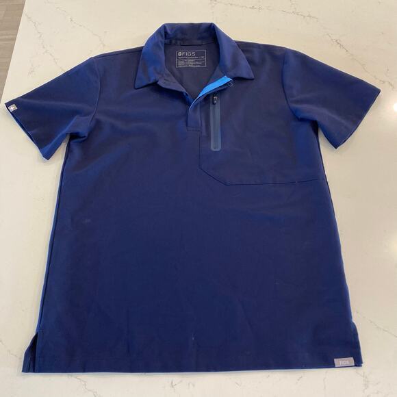Figs Men’s Performance Dothan Classic‎ ScrubPolo Blue Size XS - Picture 1 of 6